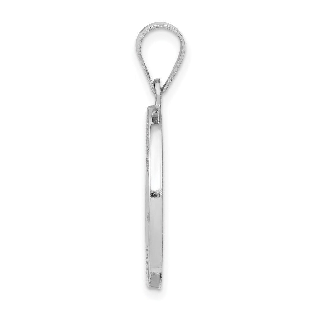 14k White Gold Polished and Satin St Matthew Hollow Pendant for Women