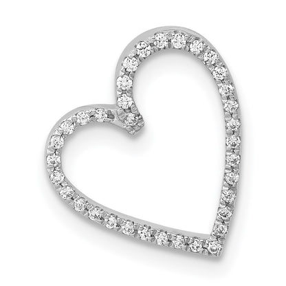 14k White Gold 1/10ct. Diamond Vintage Heart Chain Slide Pendant for Women