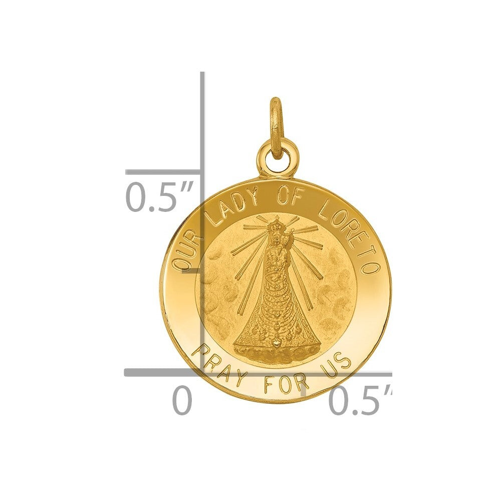 14k Yellow Gold Our Lady of Loreto Medal Charm Pendant for Women