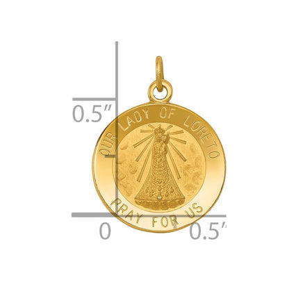 14k Yellow Gold Our Lady of Loreto Medal Charm Pendant for Women
