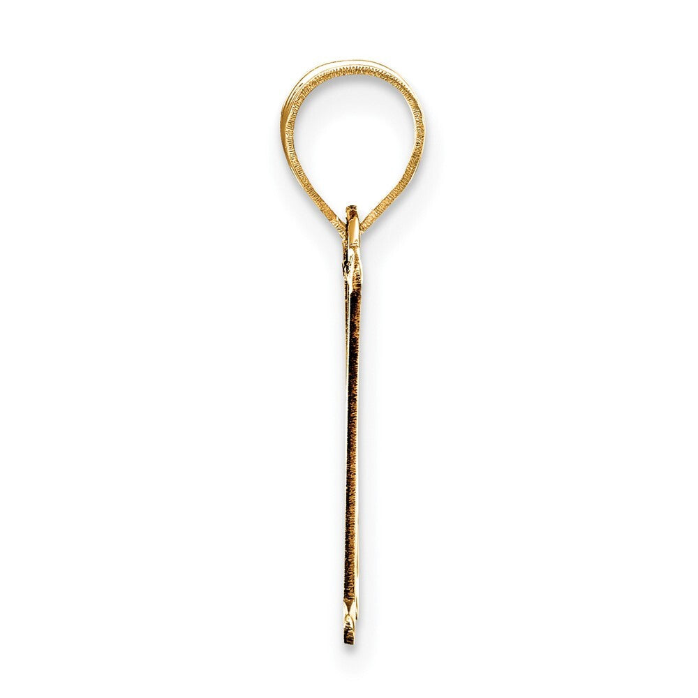 14k Yellow Gold Polished Etched Letter H Initial Pendant for Women
