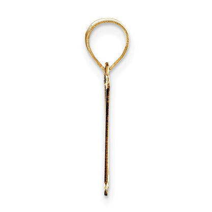 14k Yellow Gold Polished Etched Letter H Initial Pendant for Women