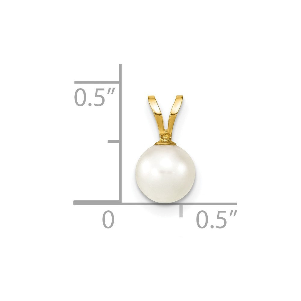 14k Yellow Gold 6-7mm White Round Akoya Saltwater Cultured Pearl Pendant