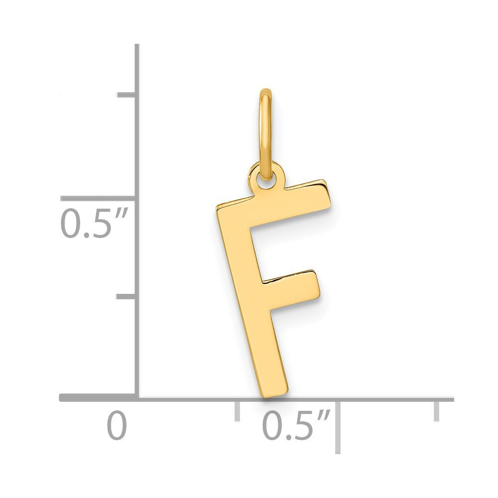 14k Yellow Gold Letter F Initial Pendant for Women