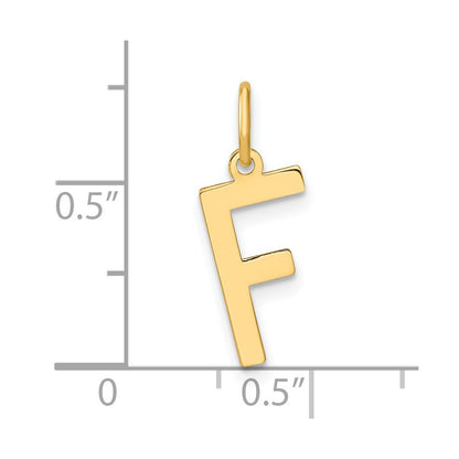 14k Yellow Gold Letter F Initial Pendant for Women