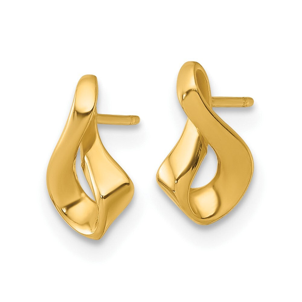 14k Yellow Gold Polished Fancy Twisted Stud Earrings Gift for Women