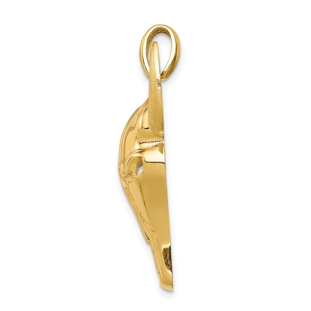 14k Yellow Gold Steer Skull Pendant for Women