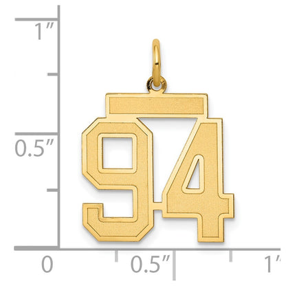 14k Yellow Gold Medium Satin Number 94 Charm Pendant for Women