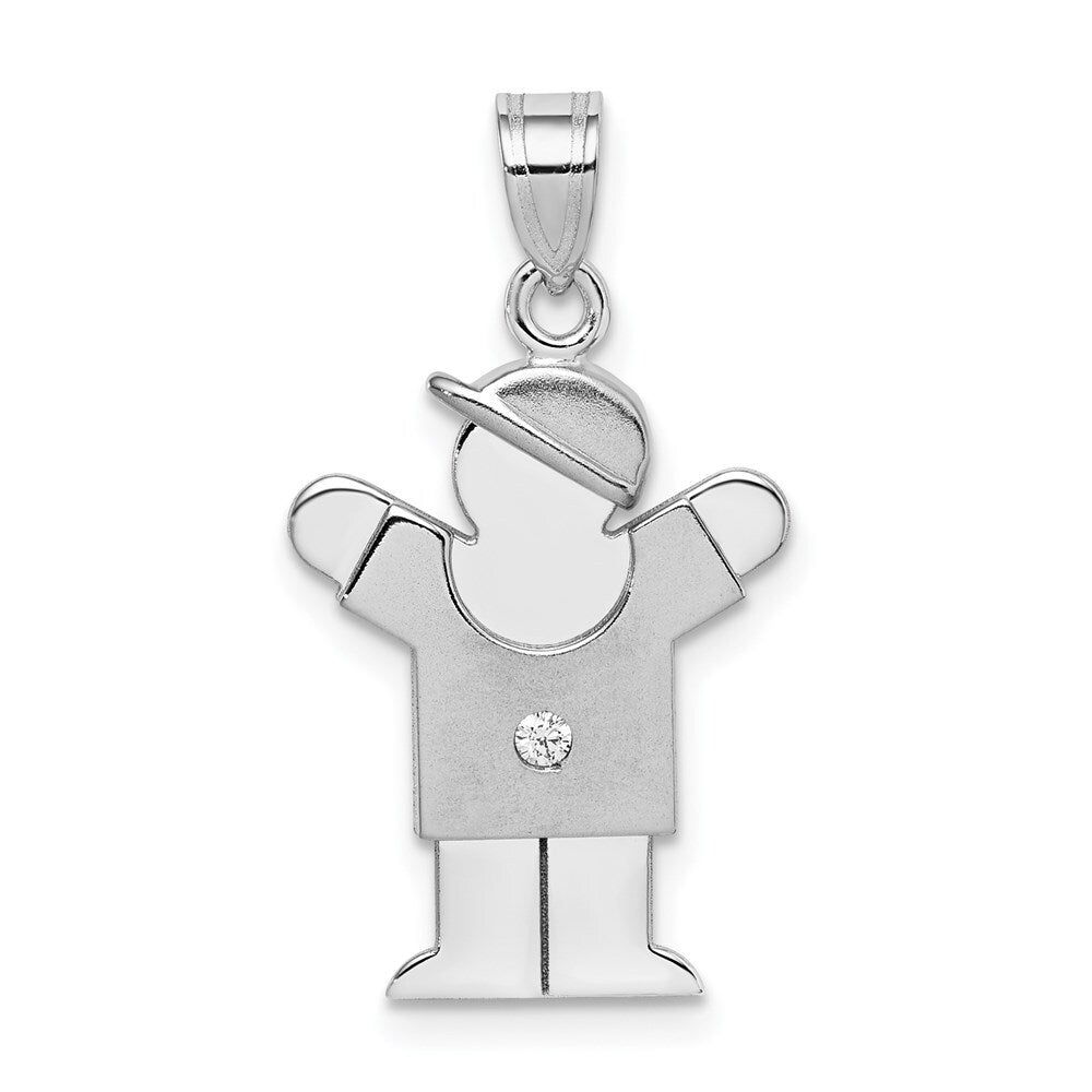 14k White Gold AA Diamond Kid Pendant for Women