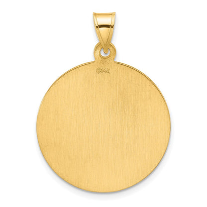 14k Yellow Gold Polished and Satin Solid St. Michael Medal
