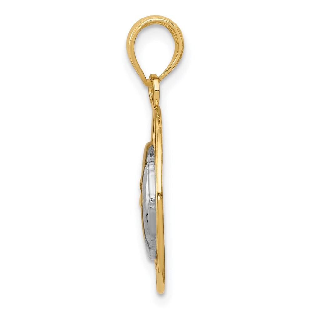 14k Yellow Gold and Rhodium Sun and Moon Charm Pendant for Women
