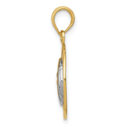 14k Yellow Gold and Rhodium Sun and Moon Charm Pendant for Women