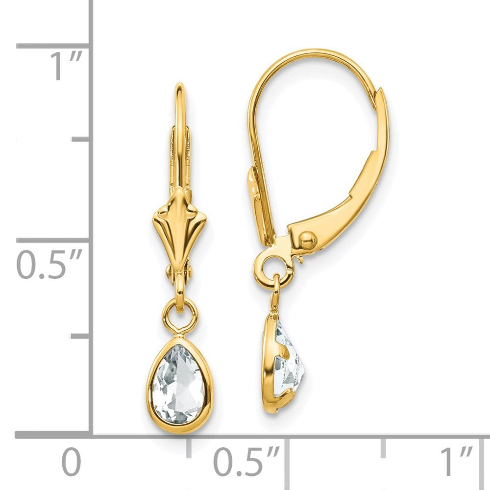 14k Yellow Gold 6x4mm White Topaz Earrings