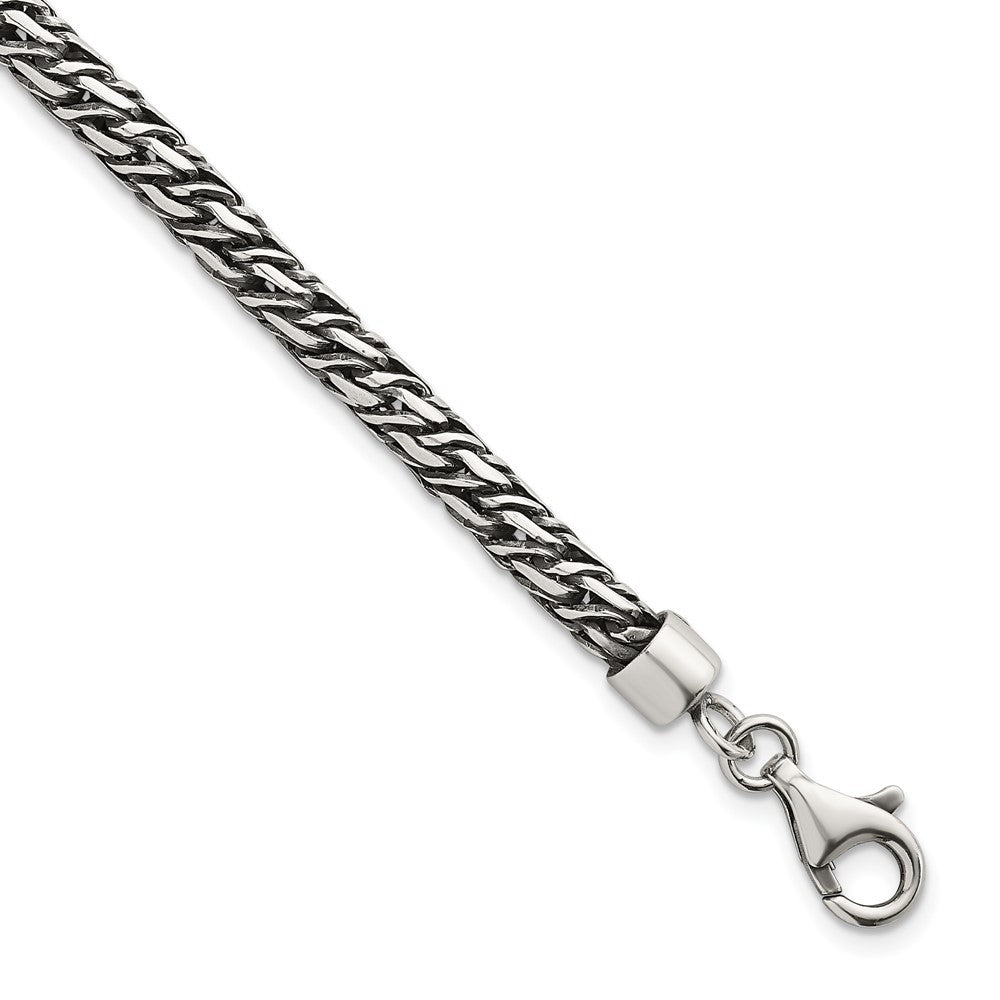 Sterling Silver Rhodium-plated  and Antiqued 4.8mm Fancy Link 8" Bracelet