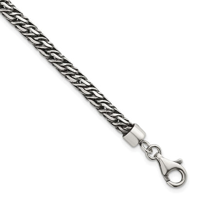 Sterling Silver Rhodium-plated  and Antiqued 4.8mm Fancy Link 8" Bracelet