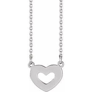 14k White Gold Engravable Family Heart 18" Necklace Gift for Women