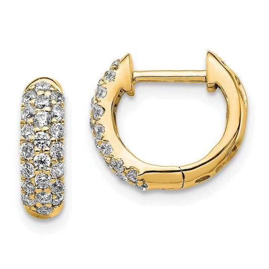 14k Yellow Gold Diamond Hinged Hoop Earrings