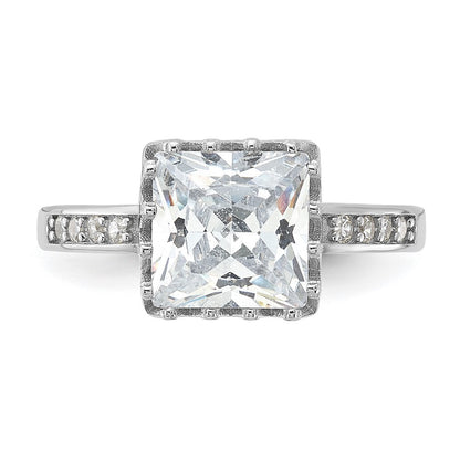 Sterling Silver Rhodium-plated Polished Cubic Zirconia Ring Size 8
