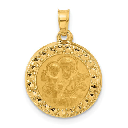 14k Yellow Gold Hollow St. Joseph Medal Pendant for Women