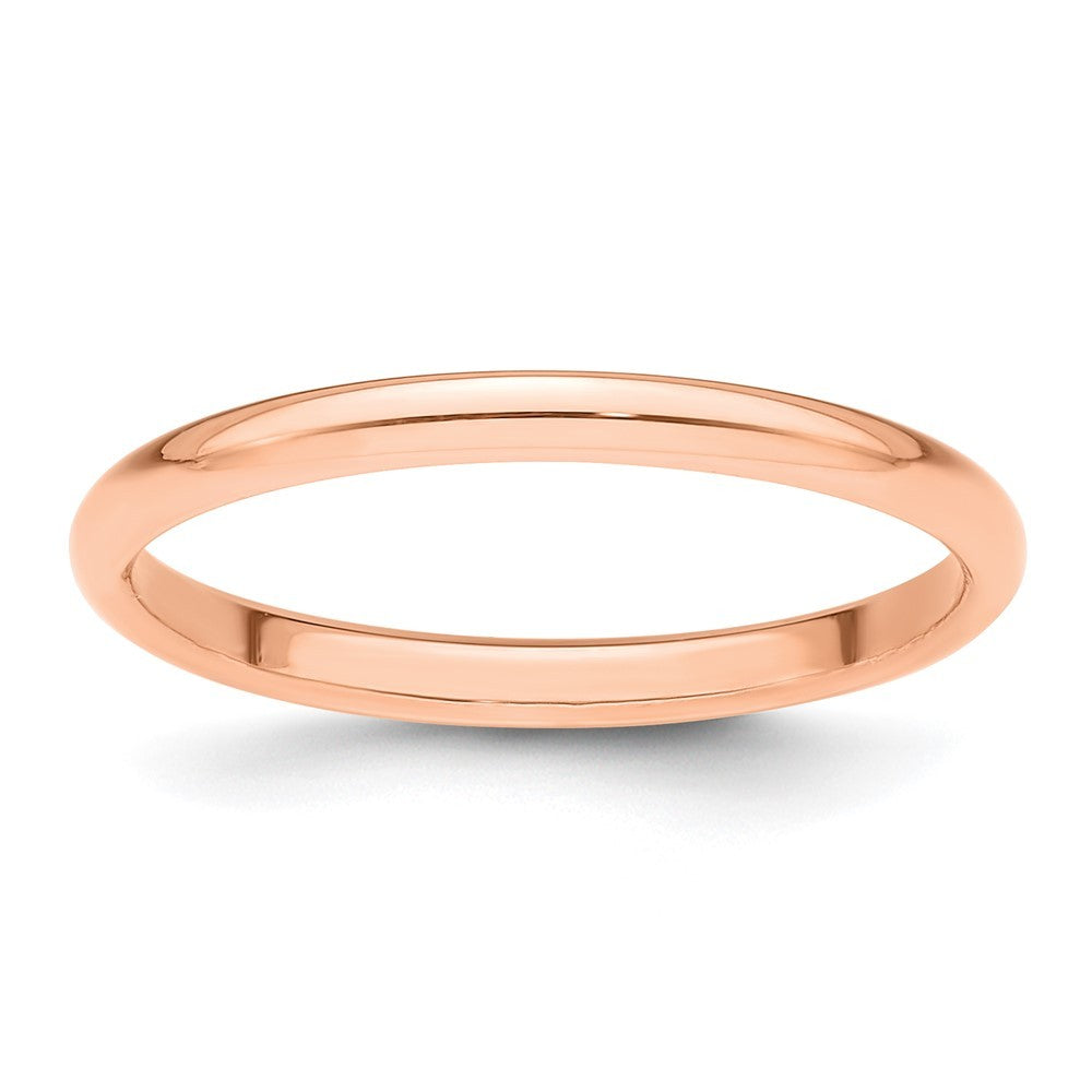 14k Rose Gold 2mm Half-Round Wedding Band Ring Size 6.5