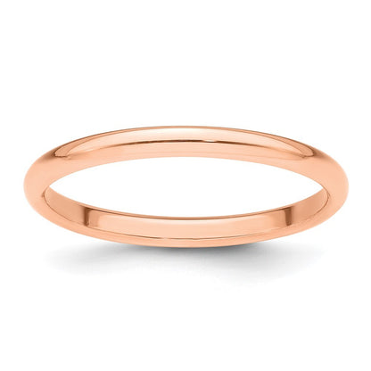 14k Rose Gold 2mm Half-Round Wedding Band Ring Size 6.5