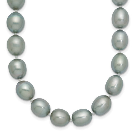 14k White Gold 8-9mm Grey Rice Freshwater Cultured Pearl 18 inch Necklace