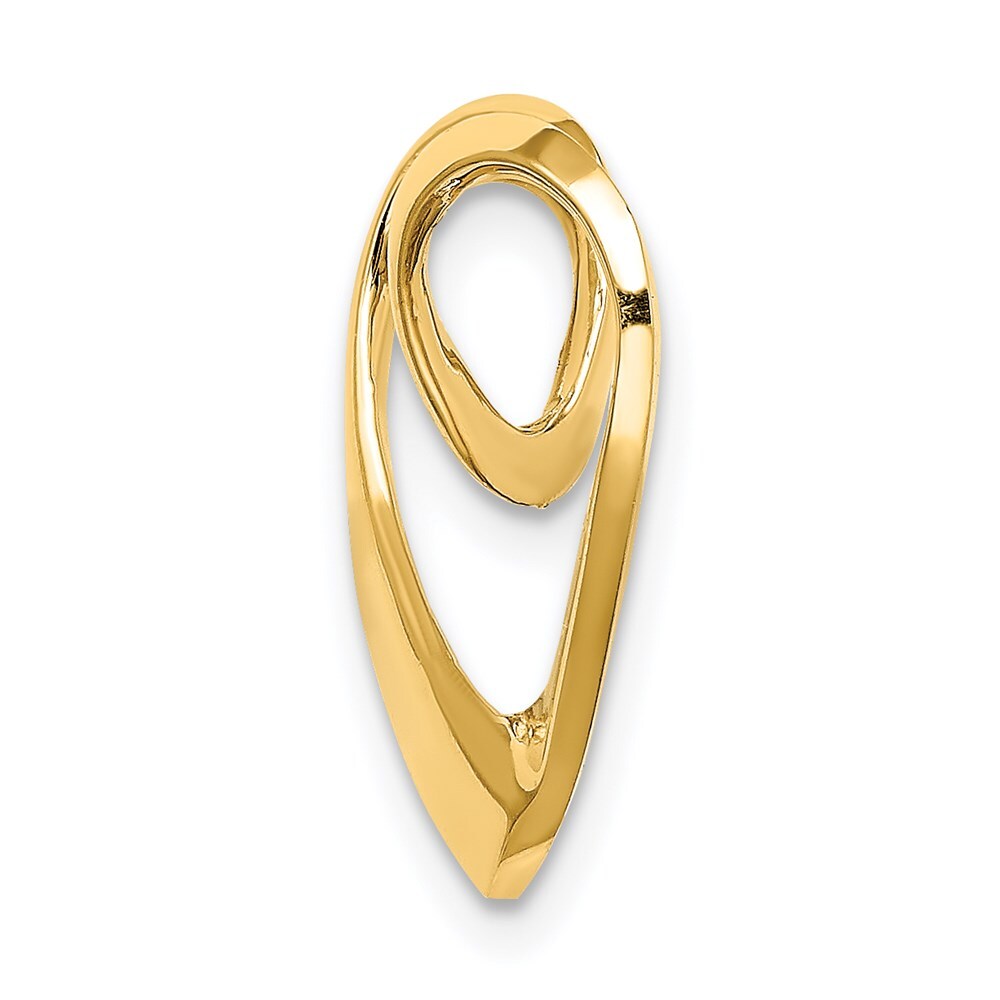 14k Yellow Gold Polished Heart Chain Slide Pendant for Women