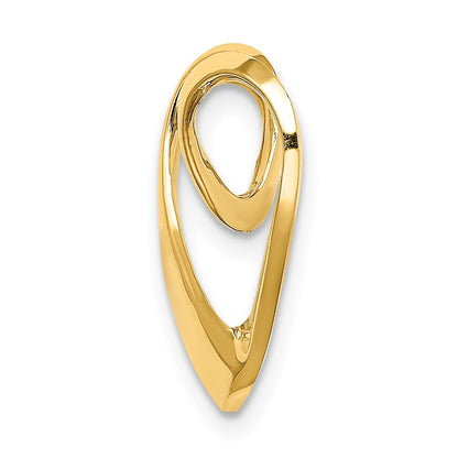 14k Yellow Gold Polished Heart Chain Slide Pendant for Women