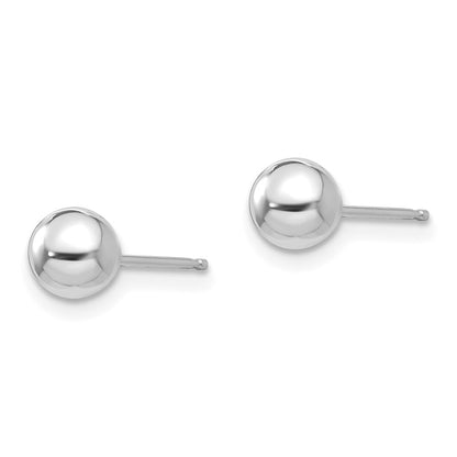 14k White Gold Polished 5mm Ball Stud Earrings Gift for Women