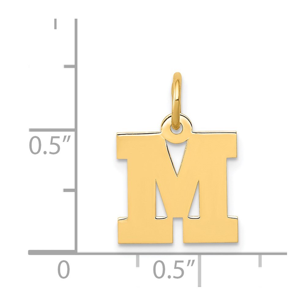 14k Yellow Gold Small Block Letter M Initial Charm Pendant for Women