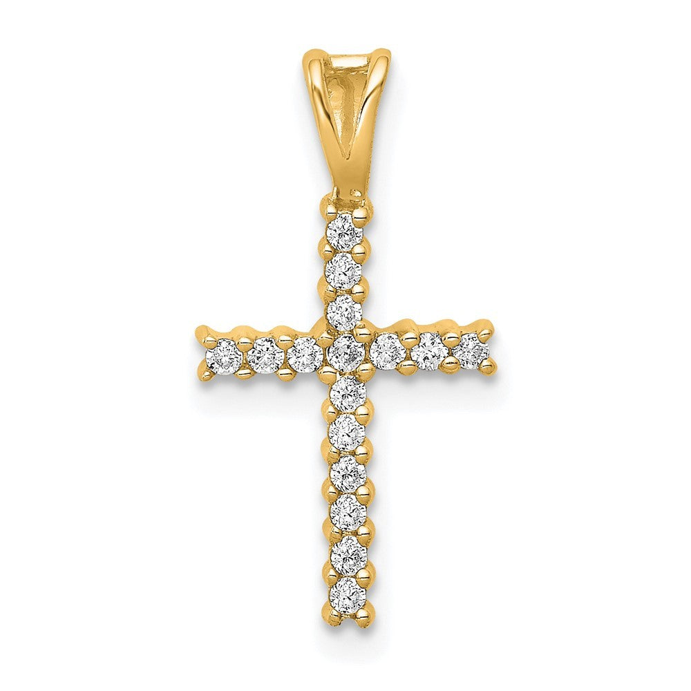 14k Yellow Gold 1/6ct. Diamond Latin Cross Pendant