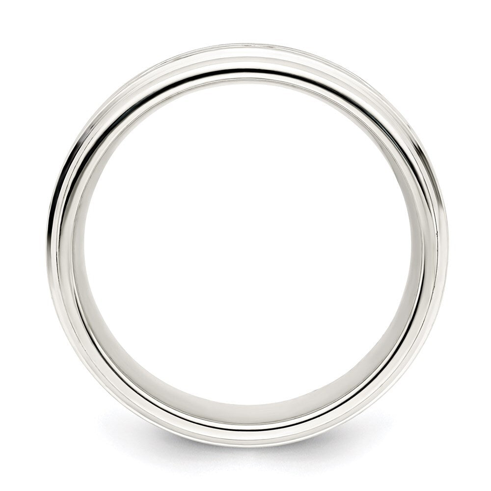 Sterling Silver 7mm Polished Flat Intertwined Beveled Edge Band Ring Size 13