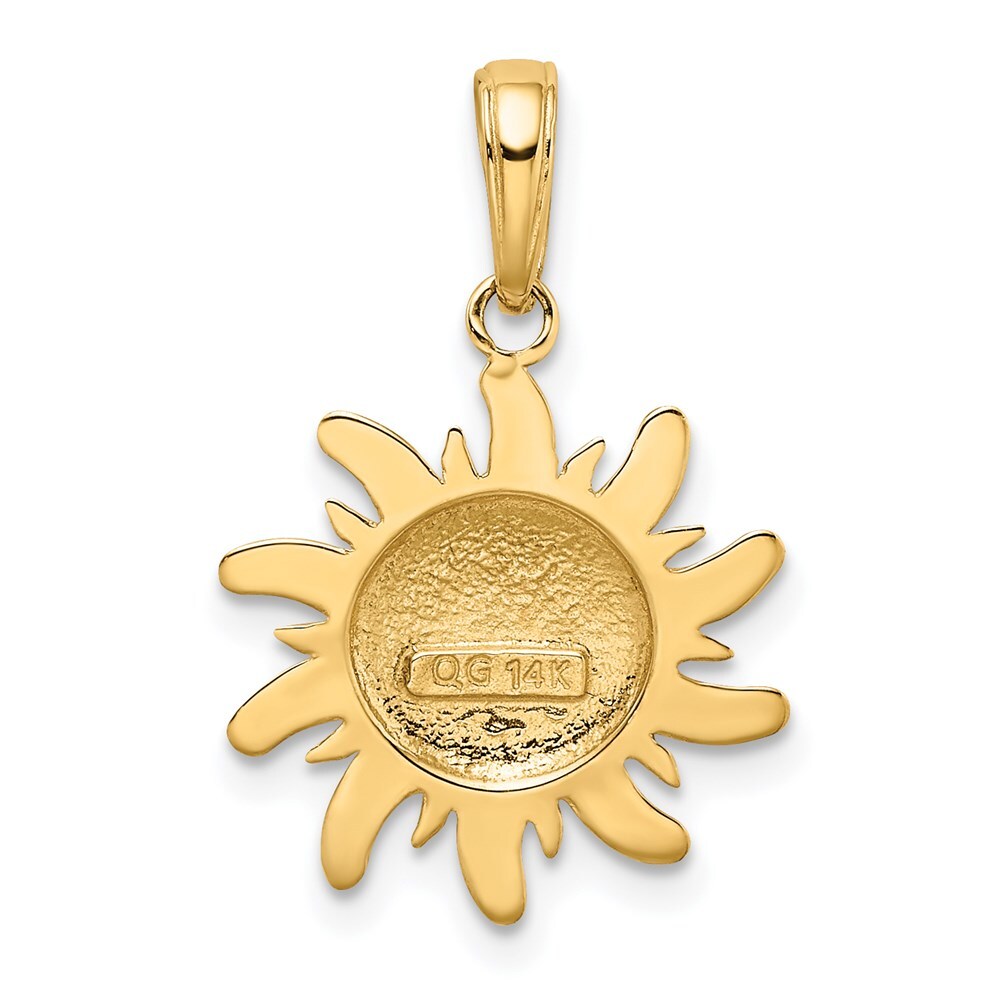 14k Yellow Gold Polished Small Sun Charm Pendant for Women