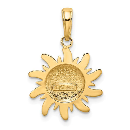 14k Yellow Gold Polished Small Sun Charm Pendant for Women