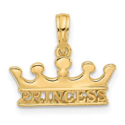 14k Yellow Gold Polished PRINCESS Crown Charm