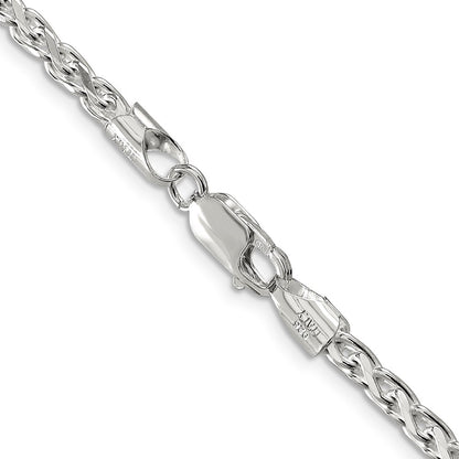 Sterling Silver 3.5mm Diamond-cut Round Spiga Chain Necklace