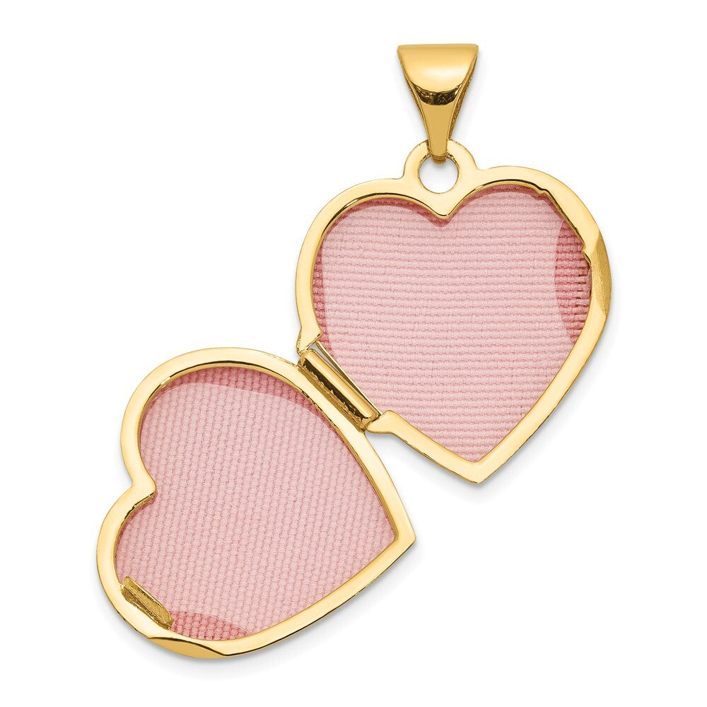 14k Yellow Gold Reversible Floral Love You Always Heart Locket Pendant for Women