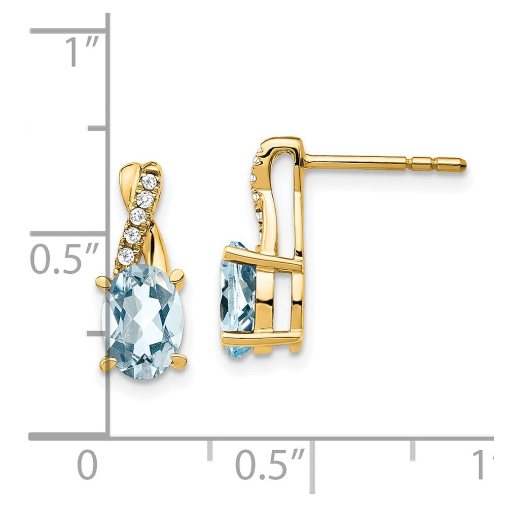 14k Yellow Gold Aquamarine and Diamond Drop & Dangle Earrings