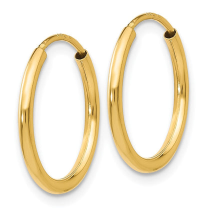 14k Yellow Gold 1.5mm Polished Round Endless Hoop Earrings Gift for Women