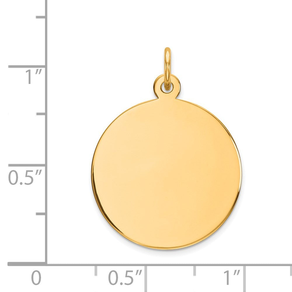 14k Yellow Gold Plain .035 Gauge Circular Engravable Disc Charm