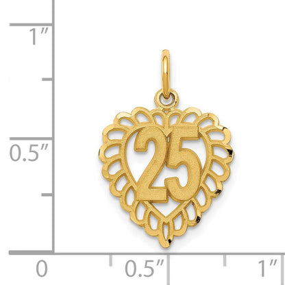 14k Yellow Gold 25 in a Heart Charm Pendant for Women
