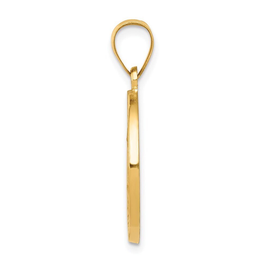 14k Yellow Gold Polished and Satin St Nicholas Medal Hollow Pendant for Women
