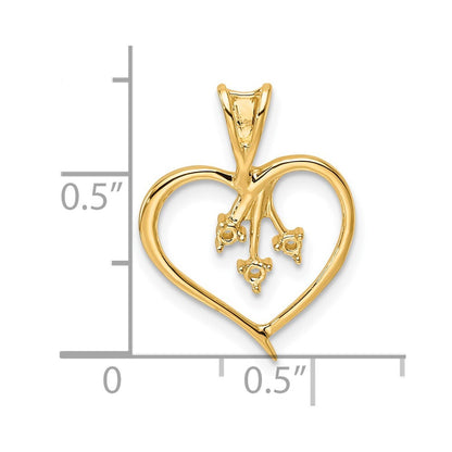14k Yellow Gold Heart Pendant Mounting for Women