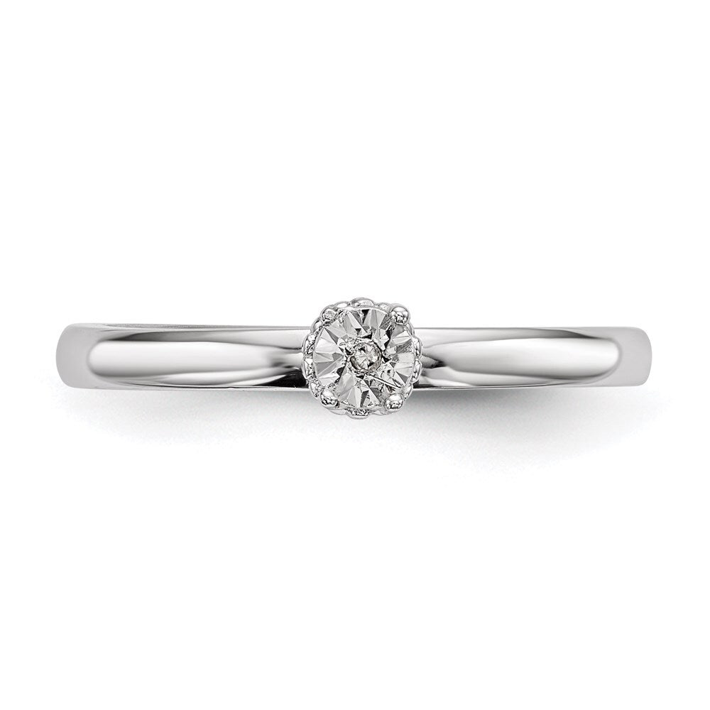 Sterling Silver Rhodium Plated Polished Diamond Ring Size 8