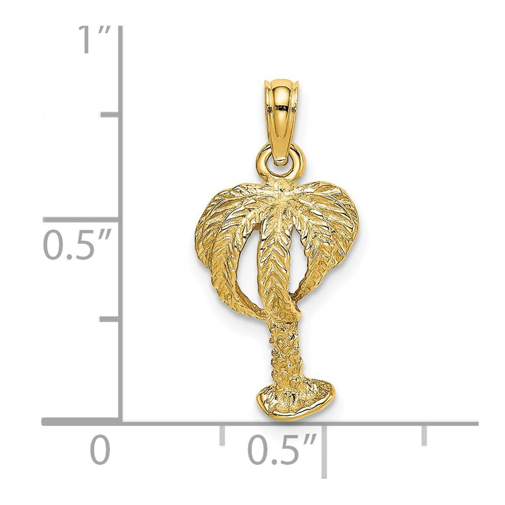 14k Yellow Gold 2-D Textured Palm Tree Charm