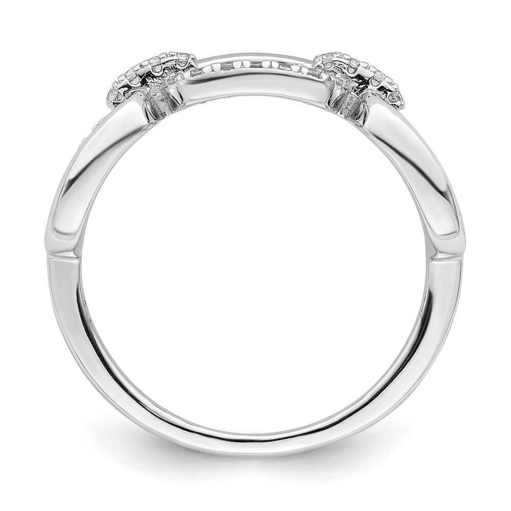 Sterling Silver Rhodium-plated Polished CZ 3 Square Ring Size 7