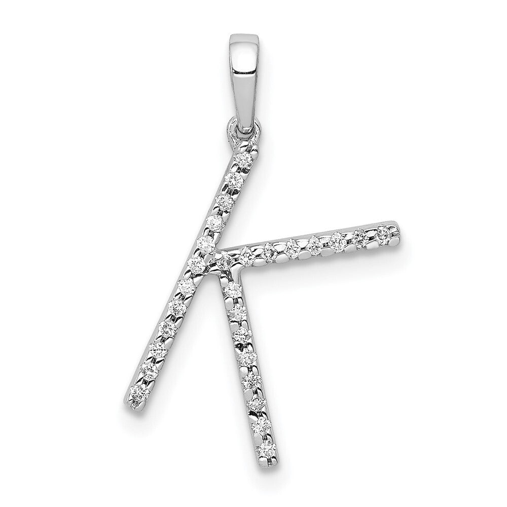 14k White Gold Diamond Letter K Initial Pendant for Women