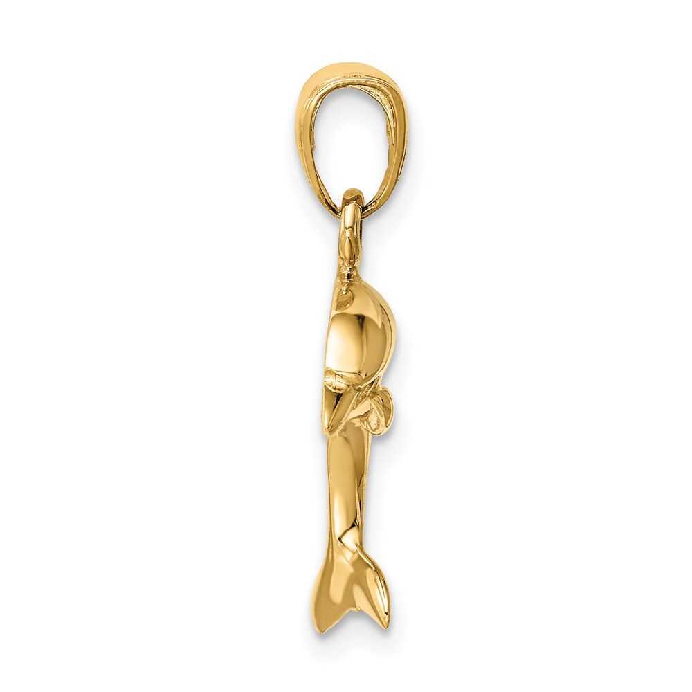 14k Yellow Gold Jumping Dolphin Pendant for Women