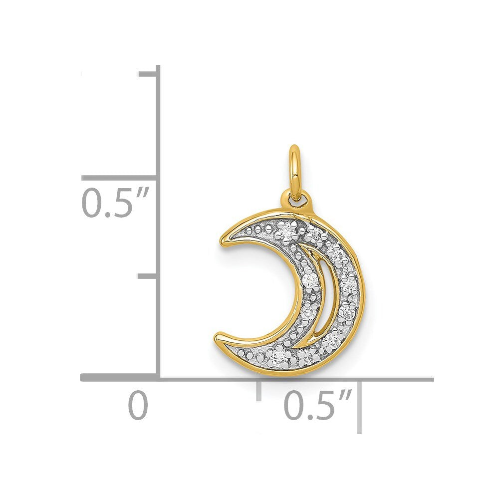 14k Yellow Gold Diamond Moon Charm Pendant for Women