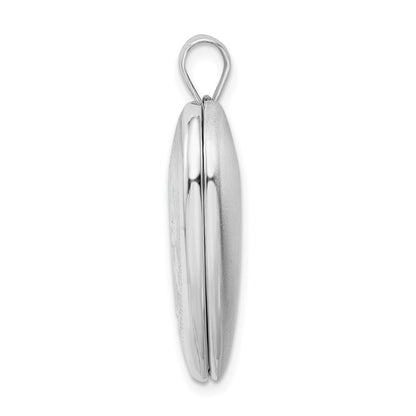 Sterling Silver Rhodium-plated 24mm Diamond-cut Cross Ash Holder Heart Locket